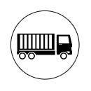 icone de camion avec un container dessus