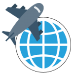 icone d'avion sur un globe simplifié