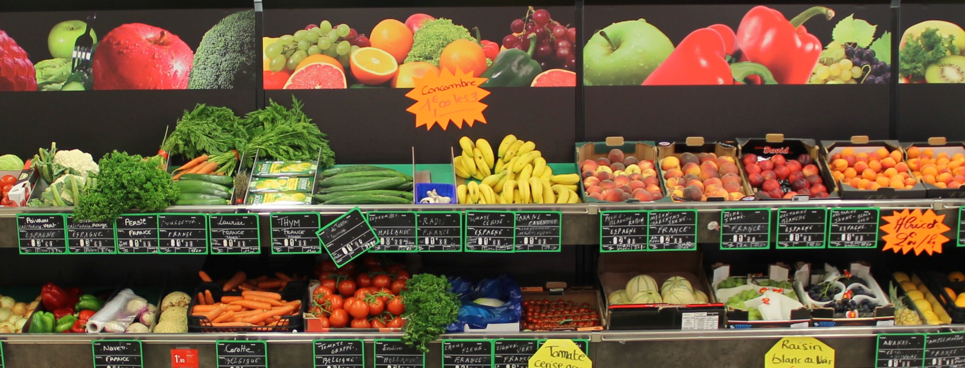 rayon fruits et légumes noir