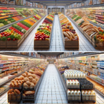 rayons de supermarchés illustrés
